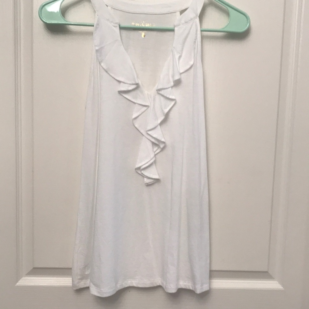 White Lilly Pulitzer Ruffle Tank XXS